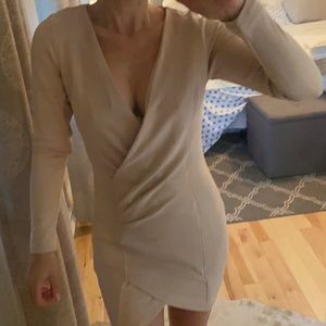 Microfibre suede faux wrap mini dress